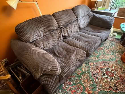 Photo of free Very comfy brown corduroy sofa. (Long Ashton BS41) #1