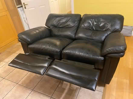 Photo of free Black Leather 2 seater Recliner (Kilcullen) #1