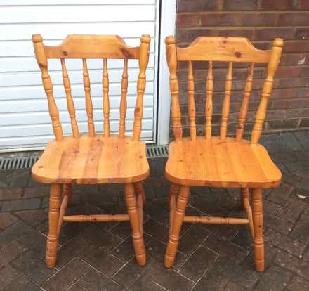 Photo of free 2 sturdy pine chairs (Winterbourne, Lewes. BN7) #1
