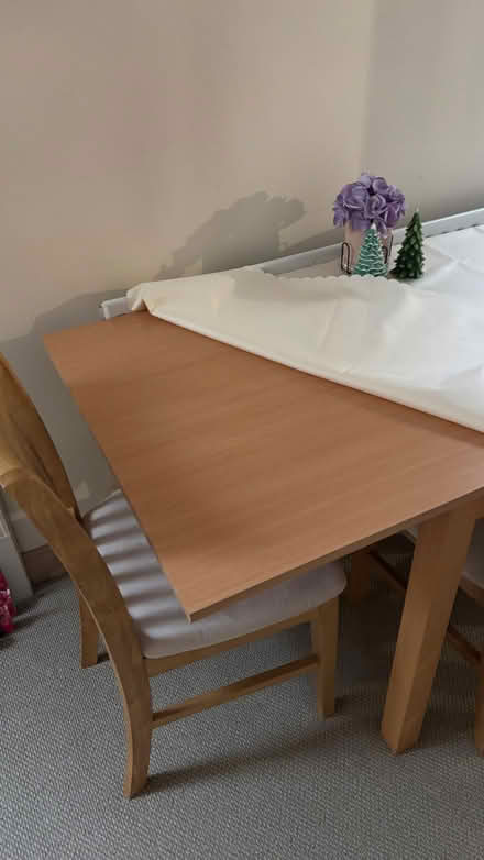 Photo of free Table and 3 chairs. Foldable, seats 2-6 people. (Sandhurst GU47) #1