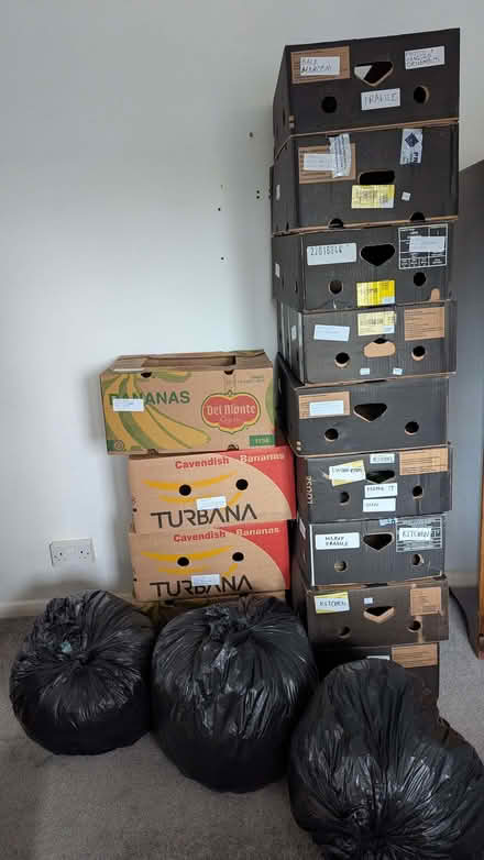 Photo of free 13 Cardboard Boxes & 3 Sacks Bubble Wrap (ME12) #1