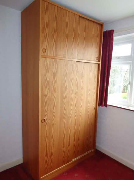 Photo of free Tall pine veneer double wardrobe (Ashton Hayes CH3) #1