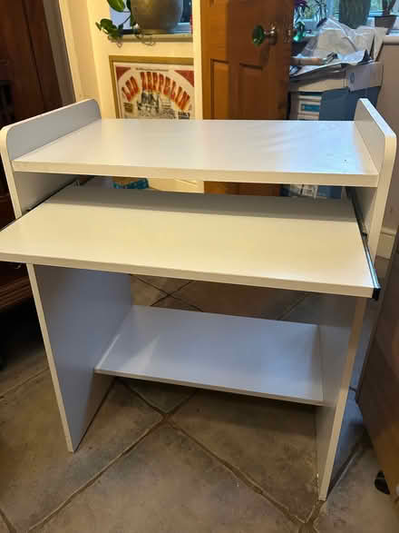 Photo of free White melamine desk with keyboard shelf (Clifton-upon-Dunsmore CV23) #1
