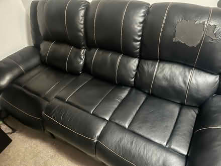 Photo of free Black Leather Sofa - 3 Seater (Stourbridge DY8) #1