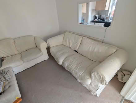 Photo of free 2*White/cream-ish color sofa/loveseat combo (Slyfield GU1) #1