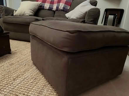 Photo of free Brown sofa and pouffe (foot stool) (Moseley B13) #2