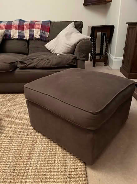 Photo of free Brown sofa and pouffe (foot stool) (Moseley B13) #3