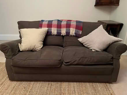 Photo of free Brown sofa and pouffe (foot stool) (Moseley B13) #4