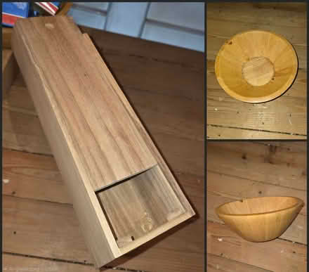 Photo of free Wooden wine box and wooden bowl. (Attleborough NR17) #1