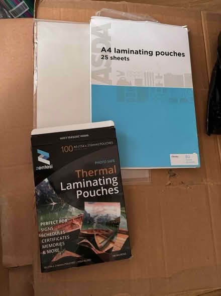 Photo of free Laminating pouches (Kings Hill ME19) #1