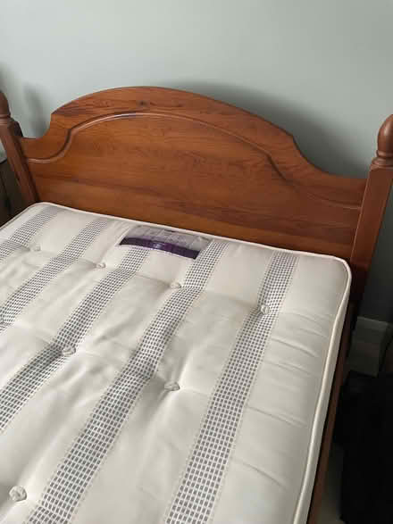 Photo of free Wooden double bed with mattress and two bedside tables (Clockhouse CR5) #2