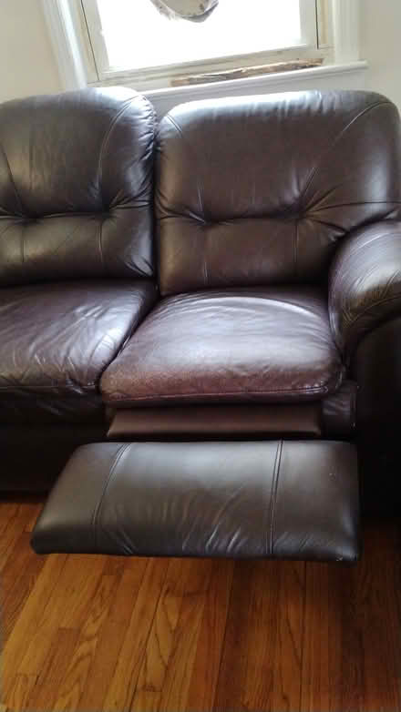Photo of free Large leather couch (Hawthorne) #2