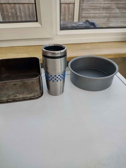 Photo of free Two loose bottom cake tins Drinks container (Alresford CO7) #1