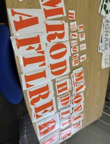 Photo of free Vinyl transfer lettering (Bromsgrove B61) #3