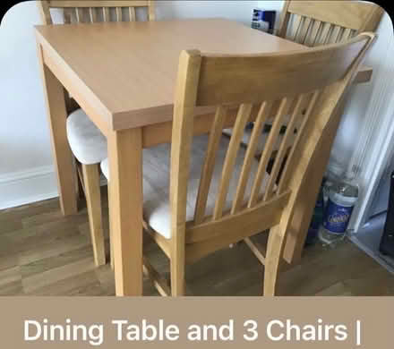 Photo of free Table and 3 chairs. Foldable, seats 2-6 people. (Sandhurst GU47) #1
