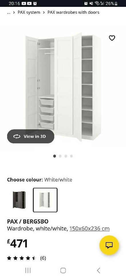 Photo of free Large Wardrobe (Ikea - Bergsbo - 150(W)x60(D)x236(H) (Woking GU22) #1