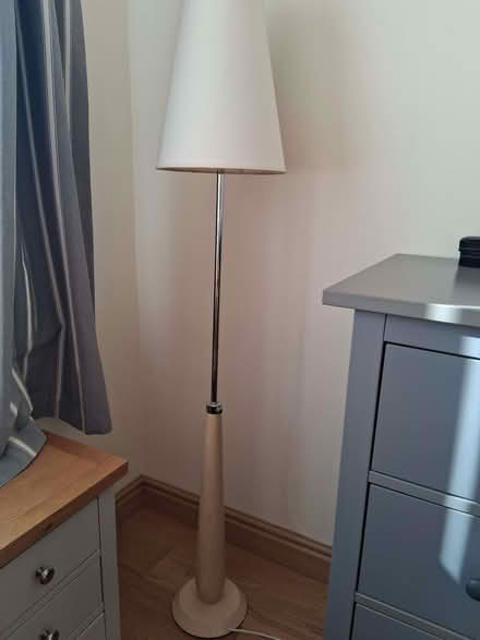 Photo of free Wooden bedroom lamp with beige shade (BT8) #1