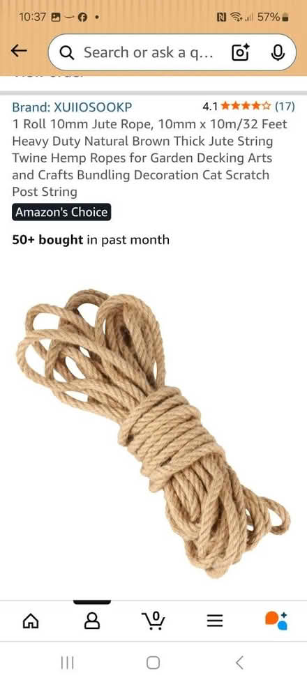 Photo of free 10mm Jute rope. About 9m left (Wrose BD2) #2