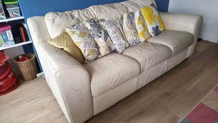 Photo of free Indestructible large Italian leather 3 piece sofa (Northborough) #3