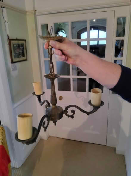 Photo of free antiqued brass 3 arm light fitting (Bexhill on Sea) #1