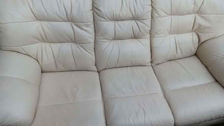 Photo of free Cream leather 3 seater (Knowl Fold BB3) #3
