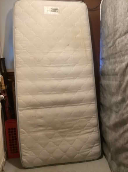 Photo of free Single Mattresses (2) w fire safety labels on: FK1 area. (Camelon FK1) #1