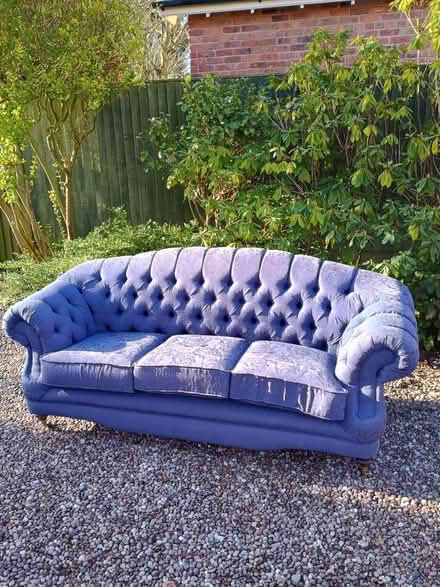 Photo of free 3 seater blue sofa (Goostrey CW4) #1