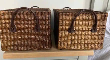 Photo of free 2 brown wicker storage boxes (Caton LA2) #1