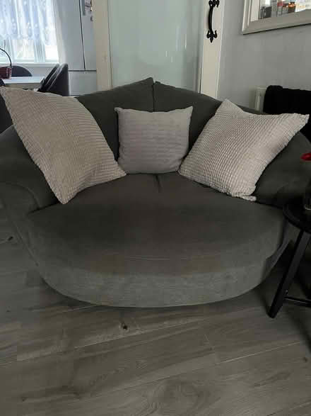 Photo of free Grey recliner sofa with media unit and grey swivel loveseat (Welling DA16) #4