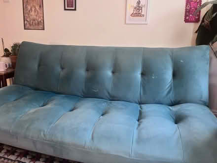 Photo of free Blue velvet sofa bed (Hove) #1