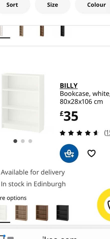Photo of Small white Ikea Billy bookcase (East Linton EH40) #1