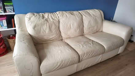 Photo of free Indestructible large Italian leather 3 piece sofa (Northborough) #4