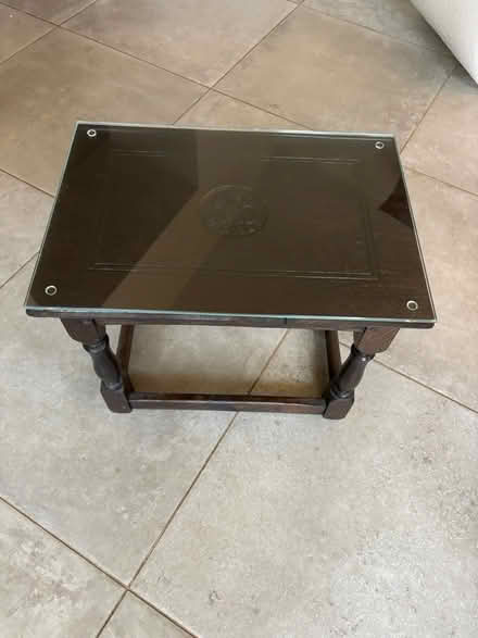 Photo of free Oak side table & glass top (Hook Norton OX15) #3