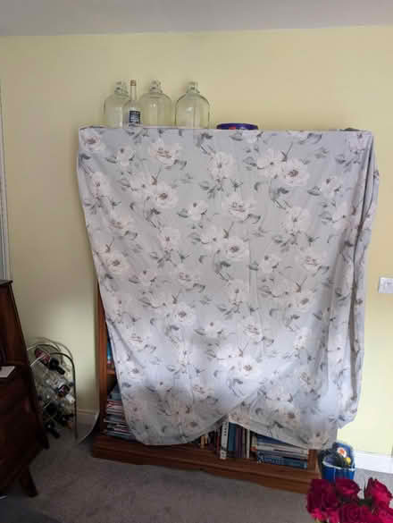 Photo of free Grey floral, lined curtains (Yaxley, Peterborough) #1
