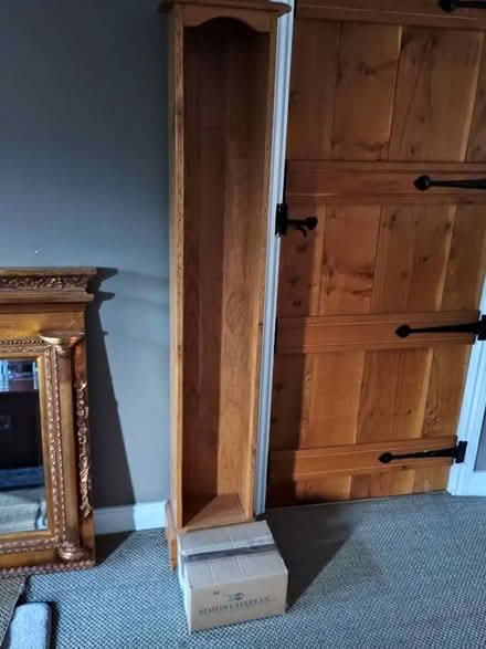 Photo of free Solid oak thin shelf unit / cd rack (Goostrey CW4) #1