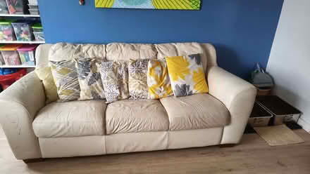 Photo of free Indestructible large Italian leather 3 piece sofa (Northborough) #1