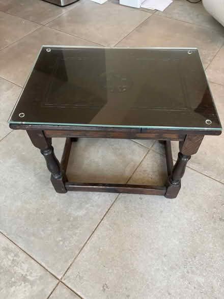 Photo of free Oak side table & glass top (Hook Norton OX15) #2