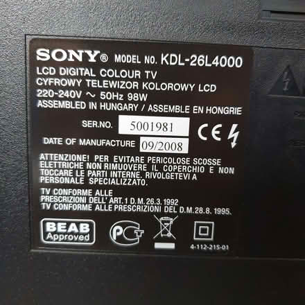 Photo of free Sony TV (Over Kellet LA6) #3