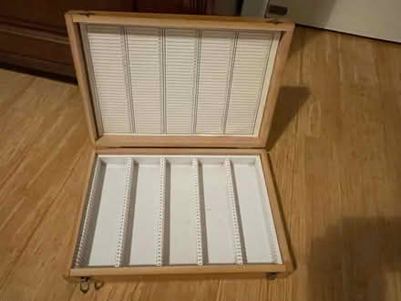 Photo of free Wooden slide storage box (Reddish SK5) #3