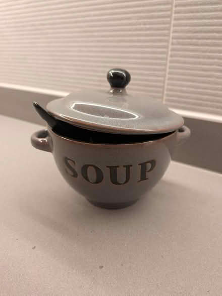 Photo of free Ceramic soup bowl and spoon (Bernards Heath AL1) #1
