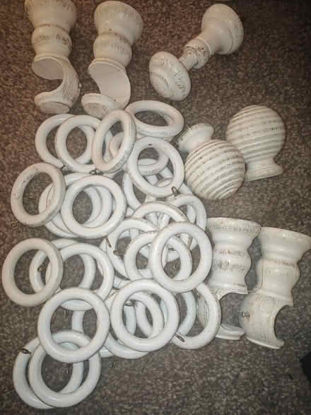 Photo of free Vintage curtain rings and sash holder, creamy white, wooden (South Oxhey WD19) #1