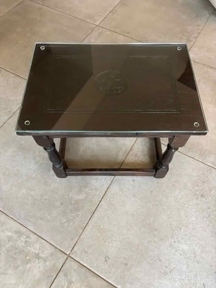 Photo of free Oak side table & glass top (Hook Norton OX15) #1