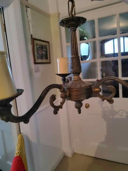 Photo of free antiqued brass 3 arm light fitting (Bexhill on Sea) #3
