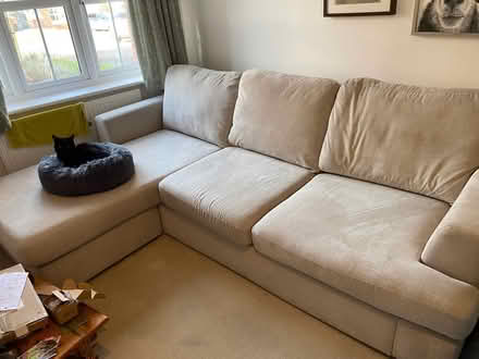 Photo of free Large pale grey L-shaped sofa (Ellesmere SY12) #1
