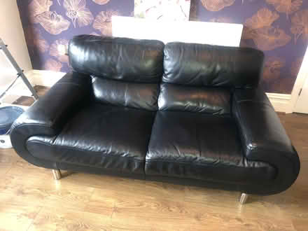 Photo of free Two seater sofa, black leather (Cavendish DE23) #1