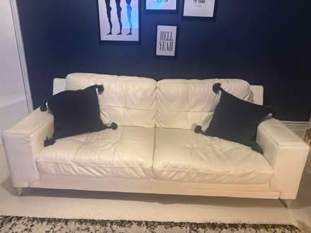 Photo of free DFS white leather 3 seater sofa (W3) #2