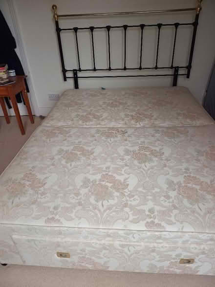 Photo of free King sized divan & brass head board (Lambridge) #1