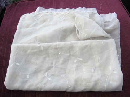 Photo of free Used Patterned White Net Curtain 154cm Across x 113cm Drop (Cullercoats NE30) #1