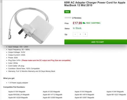 Photo of free MacBook Power Lead/Adapter (Central Crouch End N8) #3