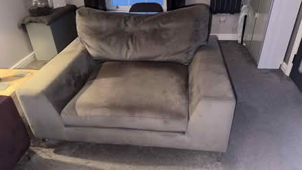 Photo of free Large aubergine 3 seater and grey cuddle chair (Kenninghall NR16) #2
